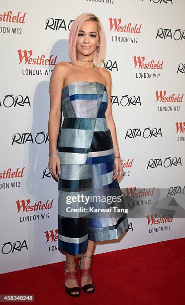Rita Ora attends a photocall prior to switching on the Westfield London Christmas Lights at Westfield London on November 3, 2014 in London, England.