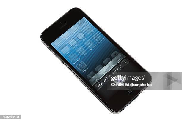 iphone 5 siri aplicação - siri aplicação móvel imagens e fotografias de stock