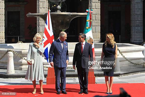 Camilla Duchess of Cornwall, Charles Prince of Wales, Enrique Pena Nieta, President of Mexico and Angelira Rivera, first lady of Mexico, during an...