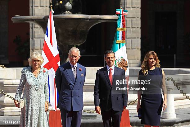 Camilla Duchess of Cornwall, Charles Prince of Wales, Enrique Pena Nieta, President of Mexico and Angelira Rivera, first lady of Mexico, during an...