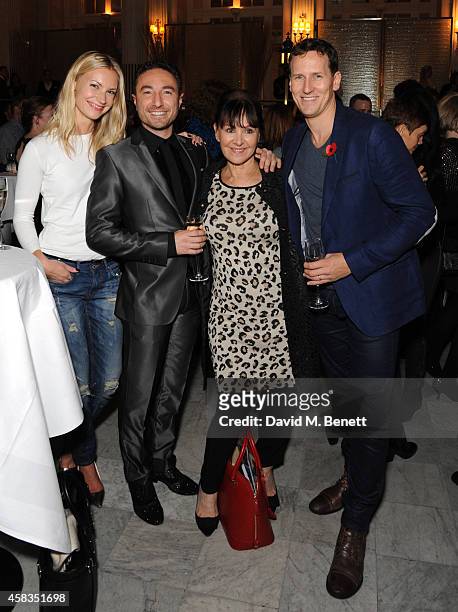 Zoe Hobbs, Vincent Simone, Arlene Phillips and Brendan Cole attends an after party following the press night performance of "Dance 'Til Dawn" at The...