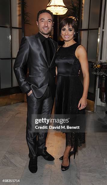 Vincent Simone and Flavia Cacace attends an after party following the press night performance of "Dance 'Til Dawn" at The The Waldorf Hilton Hotel on...