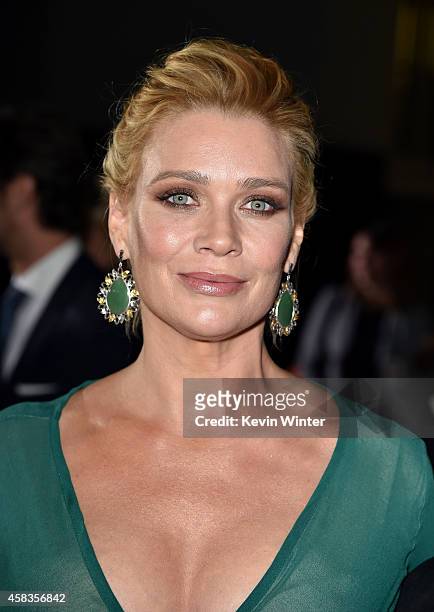 Actress Laurie Holden attends the premiere of Universal Pictures and Red Granite Pictures' "Dumb And Dumber To" on November 3, 2014 in Westwood,...
