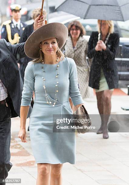 Queen Maxima of The Netherlands arrives for the opening of the new visitor center of the Netherlands Bank on September 22, 2015 in Amsterdam,...