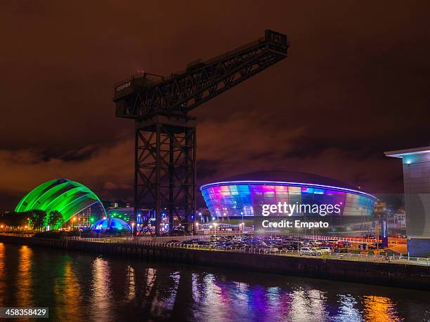 secc e all'sse hydro armadillo a notte. - scottish exhibition and conference centre foto e immagini stock