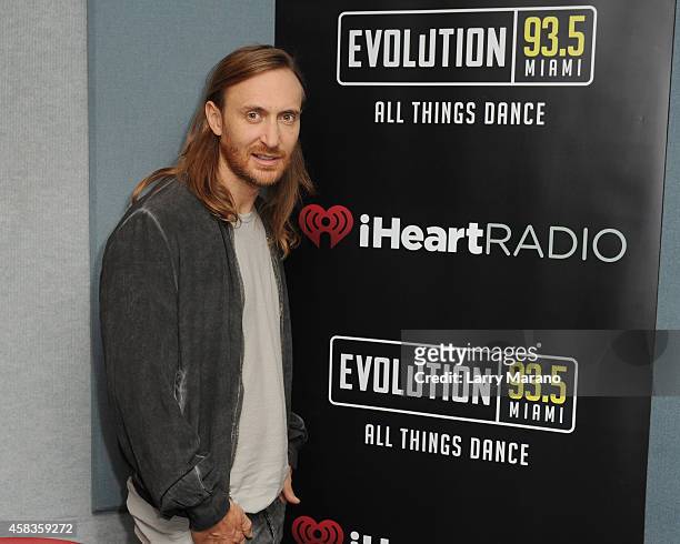 David Guetta visits Y 100 radio Station on November 3, 2014 in Miami, Florida.