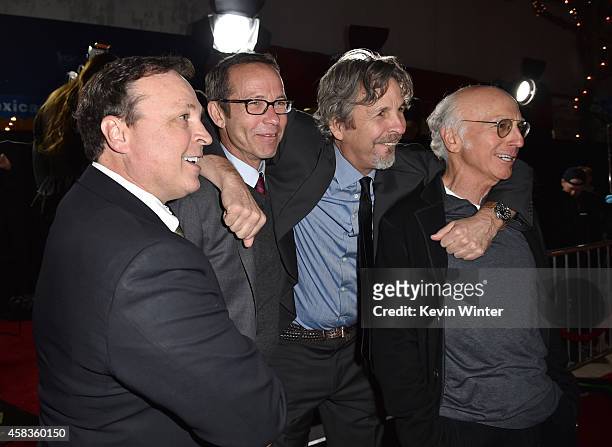 Filmmaker Bobby Farrelly, Richard Lovett, filmmaker Peter Farrelly and Larry David attend the premiere of Universal Pictures and Red Granite...