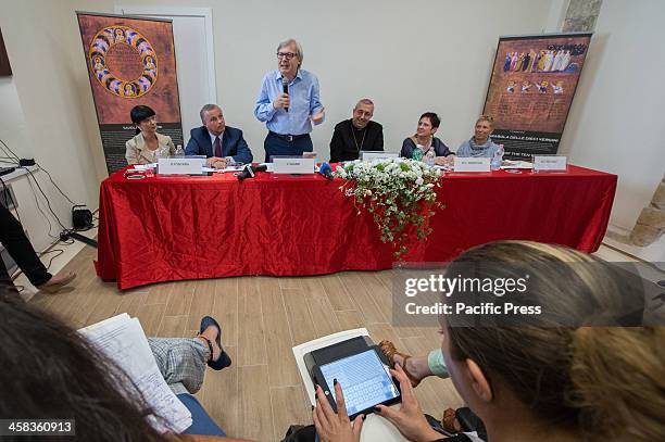 Moment of the press conference for the return of the Purpureus Codex. In October 2015 it was recognized as a World Heritage Site by Unesco and...