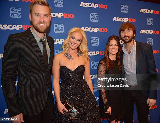 Recording Artists Charles Kelley and Dave Haywood of Lady Antebellum attend the 52nd annual ASCAP Country Music awards at Music City Center on...