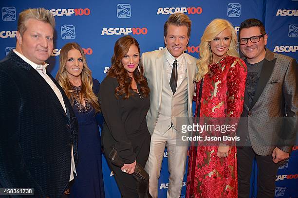Recording Artists Gary Levox, Joe Don Rooney and Jay DeMarcus of Rascal Flatts attend the 52nd annual ASCAP Country Music awards at Music City Center...