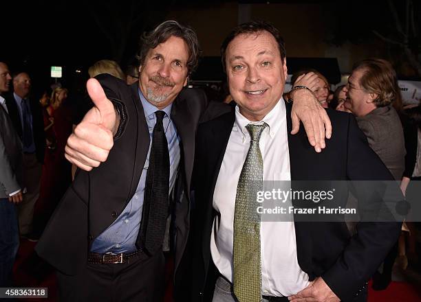 Filmmakers Peter Farrelly and Bobby Farrelly, arrive at the premiere of Universal Pictures and Red Granite Pictures' "Dumb And Dumber To" on November...