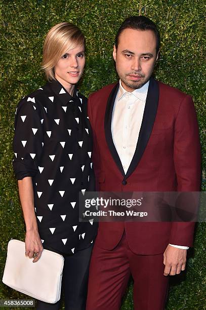 Megan Key and designer Carlos Campos attend the 11th annual CFDA/Vogue Fashion Fund Awards at Spring Studios on November 3, 2014 in New York City.