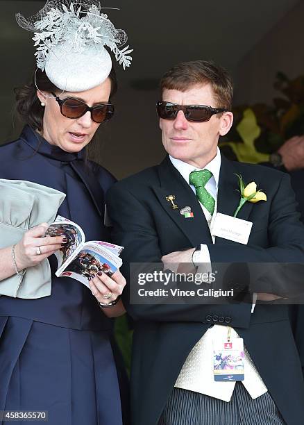 Trainer Johnny Murtagh is seen before the start of Race 7, the Emirates Melbourne Cup on Melbourne Cup Day at Flemington Racecourse on November 4,...