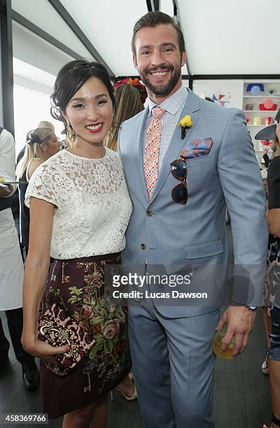 Kris Smith and Nicole Warne at the Myer Marquee on Melbourne Cup Day at Flemington Racecourse on November 4, 2014 in Melbourne, Australia.