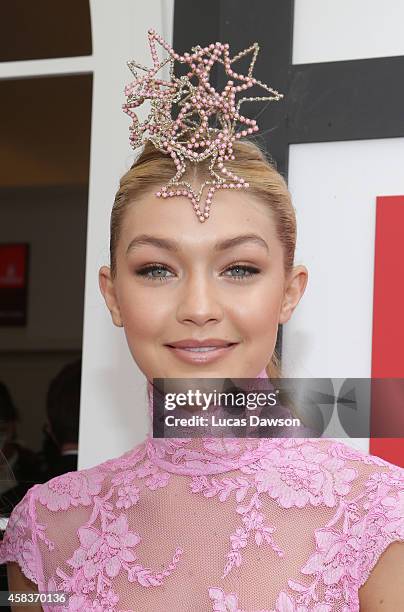 Model Gigi Hadid at the Emirates Marquee on Melbourne Cup Day at Flemington Racecourse on November 4, 2014 in Melbourne, Australia.