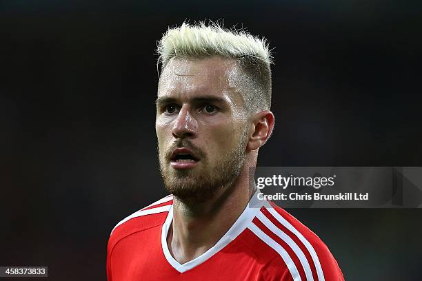 Aaron Ramsey of Wales looks on during the UEFA Euro 2016 Quarter Final match between Wales and Belgium at Stade Pierre-Mauroy on July 1, 2016 in...