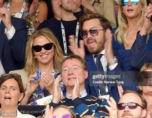 Kimberley Walsh and Brian Dowling attend day six of the Wimbledon Tennis Championships at Wimbledon on July 02, 2016 in London, England.