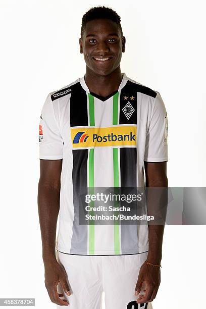 Peniel Mlapa poses during the Media Day of Borussia Moenchengladbach at Borussia-Park on July 10, 2014 in Moenchengladbach, Germany.