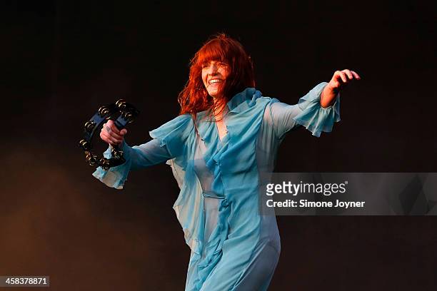 Florence Welch of Florence and the machine performs live on stage during day two at the Barclaycard Presents British Summer Time Festival in Hyde...