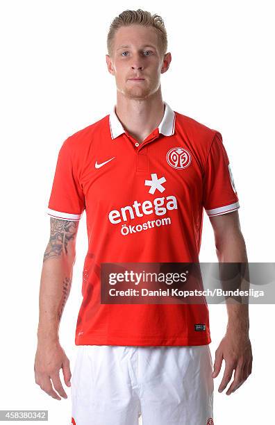 Sebastian Polter poses during the DFL Media Day of 1. FSV Mainz 05 at Coface Arena on July 18, 2014 in Mainz, Germany.