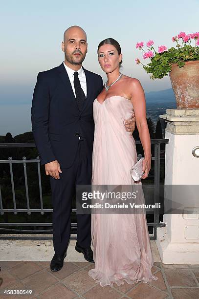 Marco D'Amore and Daniela Maiorana attend a cocktail party ahead of Nastri D'Argento on July 2, 2016 in Taormina, Italy.