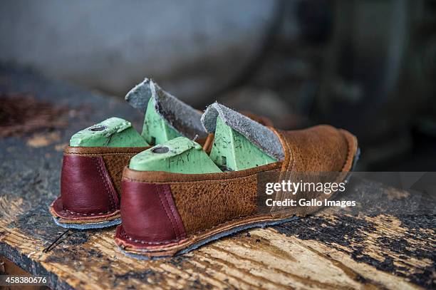 Pair of handmade leather shoes on September 17, 2014 in Clanwilliam. Heuningvlei is a small village situated in the heart of the Cederberg Mountains....