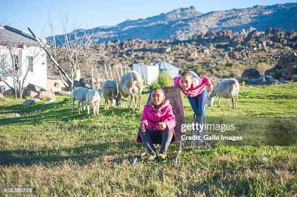 Children playing on September 17, 2014 in Clanwilliam. Heuningvlei is a small village situated in the heart of the Cederberg Mountains. It was...