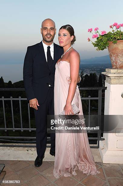 Marco D'Amore and Daniela Maiorana attend a cocktail party ahead of Nastri D'Argento on July 2, 2016 in Taormina, Italy.