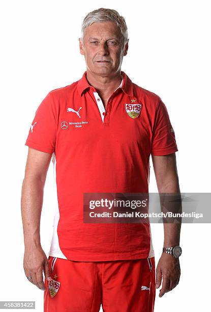 Head coach Armin Veh poses during the VfB Stuttgart Media Day on July 24, 2014 in Stuttgart, Germany.