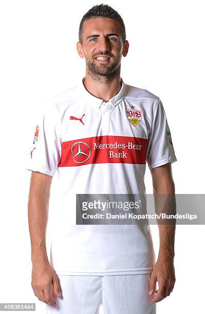 Vedad Ibisevic poses during the VfB Stuttgart Media Day on July 24, 2014 in Stuttgart, Germany.