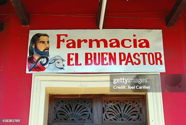 the good shepherd pharmacy in granada, nicaragua - jesus the good shepherd stock pictures, royalty-free photos & images