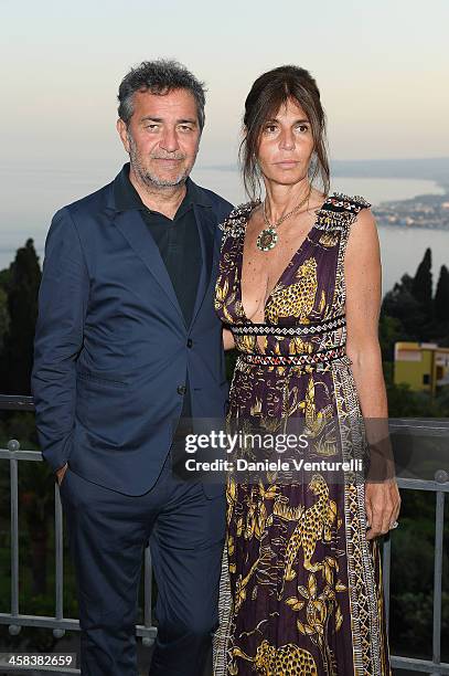 Pietro Valsecchi and Camilla Nesbitt attend a cocktail party ahead of Nastri D'Argento on July 2, 2016 in Taormina, Italy.