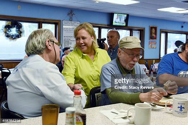 Sen. Mary Landrieu meets with supporters at Betsy's Pancake house on November 4, 2014 in New Orleans, Louisiana. Landrieu is in a tight race against...