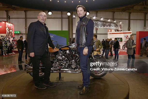 Matchless Chairman Franco Malenotti and Matchless Managing Director Michele Malenotti attend the Matchless Official Presentation of the model X...