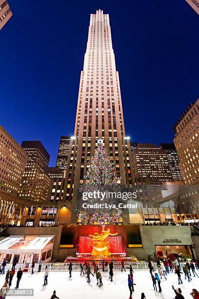 rockefeller-ice-rink new york city # 15 xxl - new york christmas stock-fotos und bilder