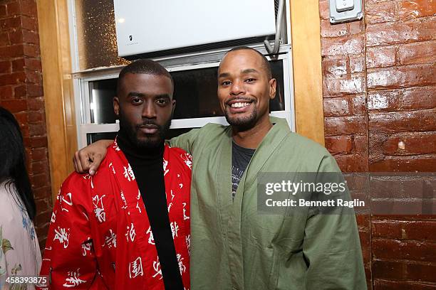 Kenneth Kyrell and Michael Arceneaux attend the Soul Train Soul Food Vegan Dinner Party on November 21, 2016 in New York City.