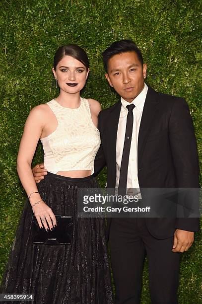 Actress Eve Hewson and designer Prabal Gurung attend The 11th Annual CFDA/Vogue Fashion Fund Awards at Spring Studios on November 3, 2014 in New York...