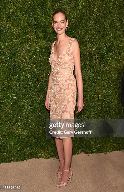 Model Vanessa Axente attends The 11th Annual CFDA/Vogue Fashion Fund Awards at Spring Studios on November 3, 2014 in New York City.