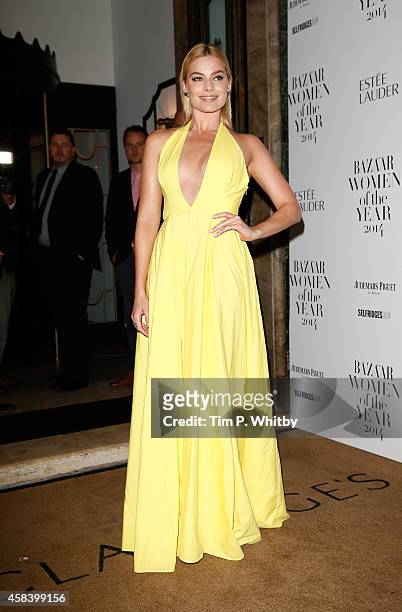 Margot Robbie attends the Harpers Bazaar Women of the Year awards at Claridge's Hotel on November 4, 2014 in London, England.