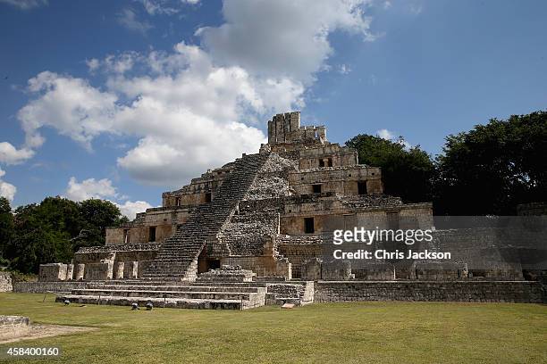 General view of the Edzna Maya archaeological site on November 4, 2014 in Campeche, Mexico. Prince Charles, Prince of Wales and Camilla, Duchess of...