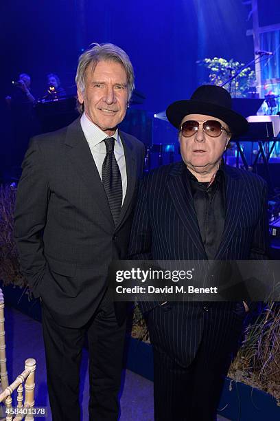 Harrison Ford and Van Morrison attend the second annual SeriousFun Network Gala at at The Roundhouse on November 4, 2014 in London, England.