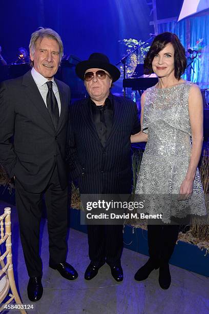 Harrison Ford, Van Morrison and Elizabeth McGovern attend the second annual SeriousFun Network Gala at at The Roundhouse on November 4, 2014 in...