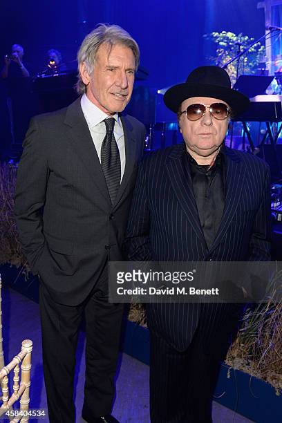 Harrison Ford and Van Morrison attend the second annual SeriousFun Network Gala at at The Roundhouse on November 4, 2014 in London, England.