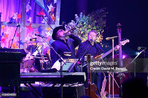 Van Morrison appears on stage at the second annual SeriousFun Network Gala at at The Roundhouse on November 4, 2014 in London, England.