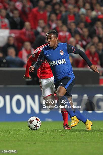 Monaco's forward Anthony Martial during the UEFA Champions League match between SL Benfica and AS Monaco at the Estadio da Luz on November 4, 2014 in...
