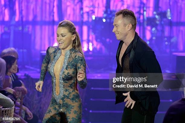 Ola Jordan and James Jordan on stage during the second annual SeriousFun Network Gala at at The Roundhouse on November 4, 2014 in London, England.