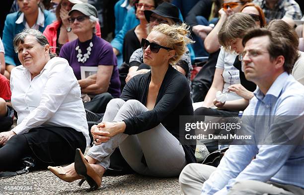 Woman cries during the memorial service of former Australian Prime Minister Gough Whitlam at Sydney Town Hall on November 5, 2014 in Sydney,...