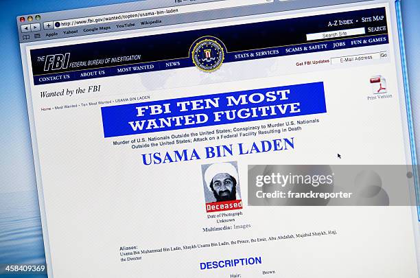 www.fbi.gov announce the death of osama bin laden - osama bin laden stock pictures, royalty-free photos & images