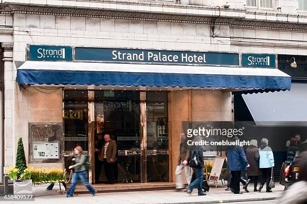 strand palace hotel in london, front view - the strand london stock pictures, royalty-free photos & images