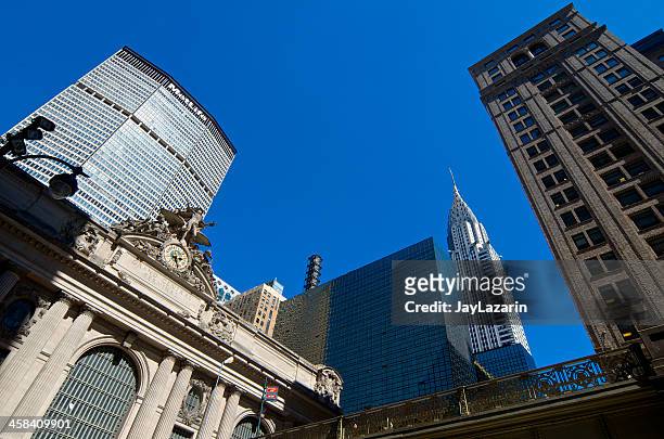 midtown manhattan cityscape, chrysler, met life, grand central buildings, nyc - metlife building stock pictures, royalty-free photos & images